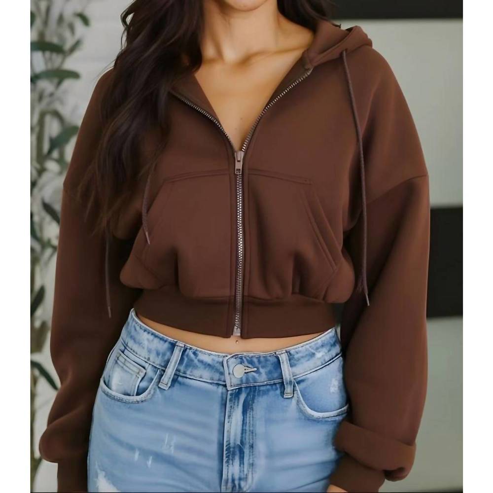 NEW KIMBERLY C southwest fleece zip up hoodie in brown
